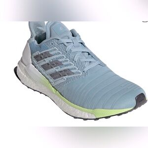 Men’s Adidas solar Boost running shoes. Size 8.5 blue and some green color.